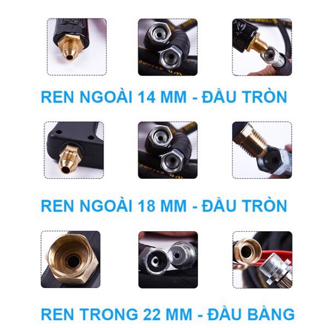 Ống Dây Lắp Máy Xịt Rửa Xe Ren 22mm Loại 10M - 15M - 20M