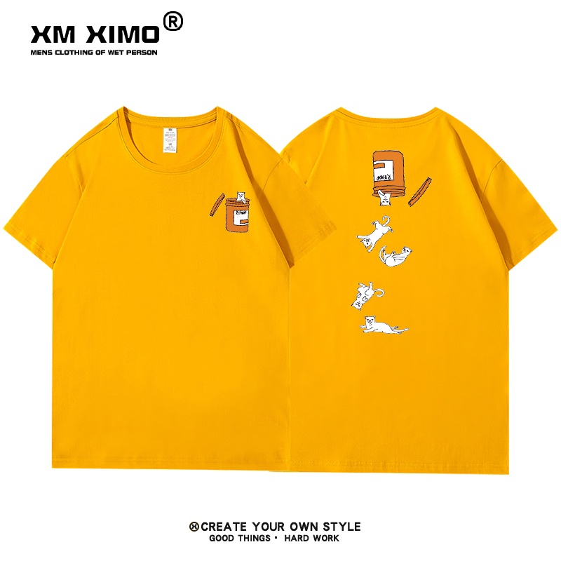 Áo thun XM XIMO ngắn tay in hình "Mèo Hộp" áo phông