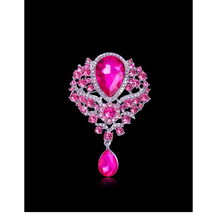 Ghim Cài Áo Hình Bông Hoa Đính Đá Phong Cách Cổ Điển Thanh Lịch Dành Cho Nữ