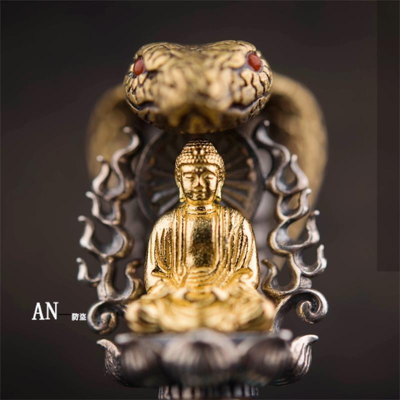 Mặt Dây Chuyền Bạc S925 Sakyamuni snake king Sáu Chữ maS925 Bằng Bạc Sakyamuni Mantra Chuyển Vajra Vajra Ulan Dzi 9.1