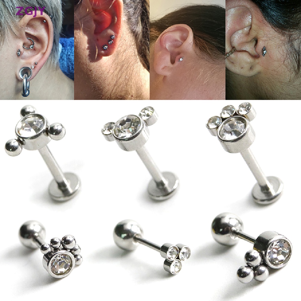 1 Khuyên Xỏ Sụn Tai / Môi / Cơ Thể Đính Đá Zircon Mới
