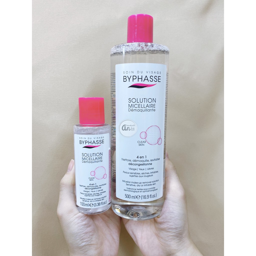 Nước Tẩy Trang Byphasse Solution Micerallaire Face 500ml, Tẩy Trang Byphasse Than Hoạt Tính sạch sâu