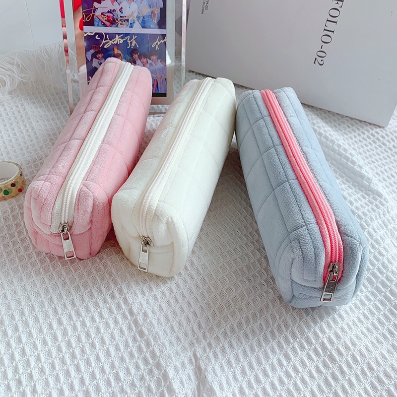 Hộp Đựng Bút Đồ Trang Điểm Bằng Vải Nỉ Nhiều Màu Nhỏ Gọn Tiện Dụng Cho Học Sinh