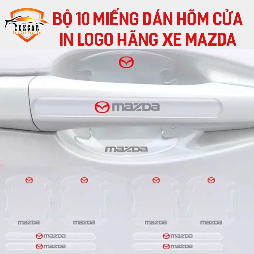 [MAZDA] Bộ 10 miếng dán chống xước hõm cửa xe mazda silicon cao cấp , miếng dán cửa xe, ốp lõm tay nắm in logo
