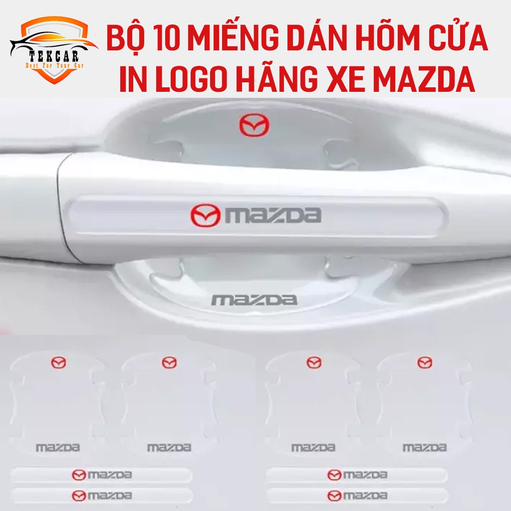 [MAZDA] Bộ 10 miếng dán chống xước hõm cửa xe mazda silicon cao cấp , miếng dán cửa xe, ốp lõm tay nắm in logo