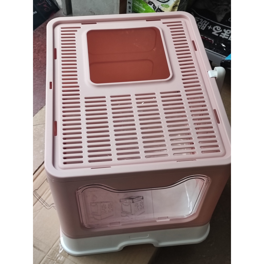 Nhà vệ sinh 2 cửa MTPET chống văng cát có ngăn kéo cho mèo size lớn, chậu cát, toilet chống văng cát, gấp gọn tiện lợi