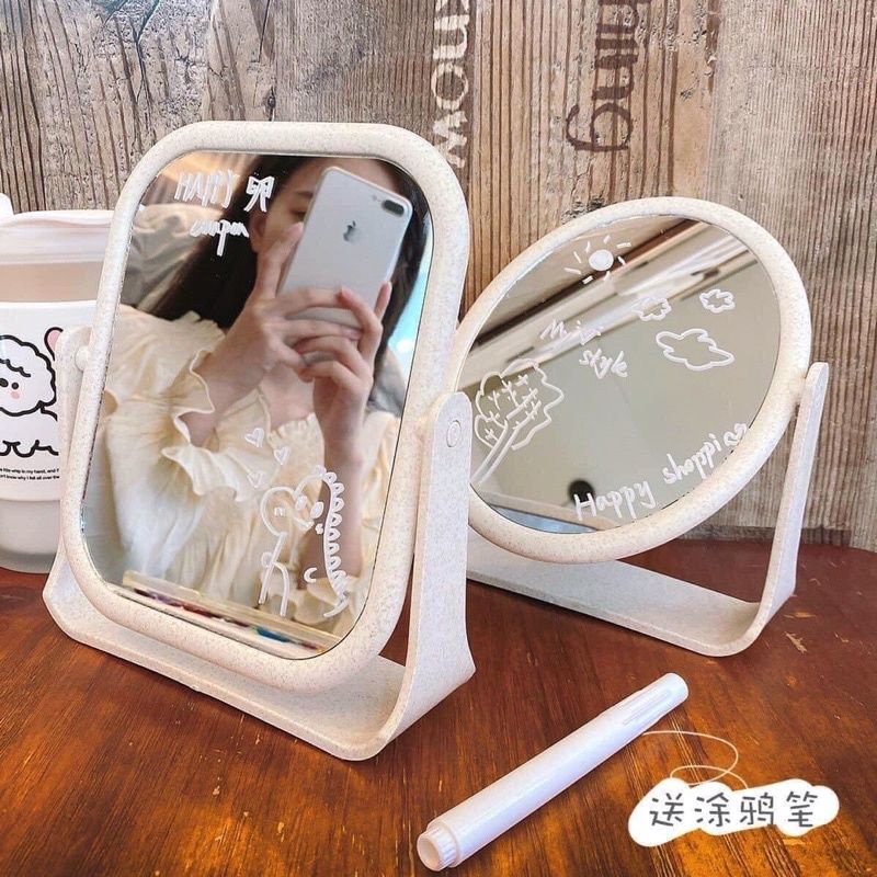 HOT-Gương lúa Mạch Trang Điểm Để Bàn Xoay 360 Độ (hàng loại 1)