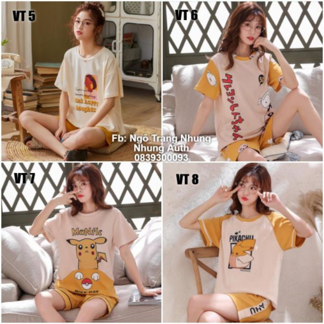 [Nhiều mẫu] Bộ Cotton Mặc Nhà Quần Short Áo Ngắn Tay