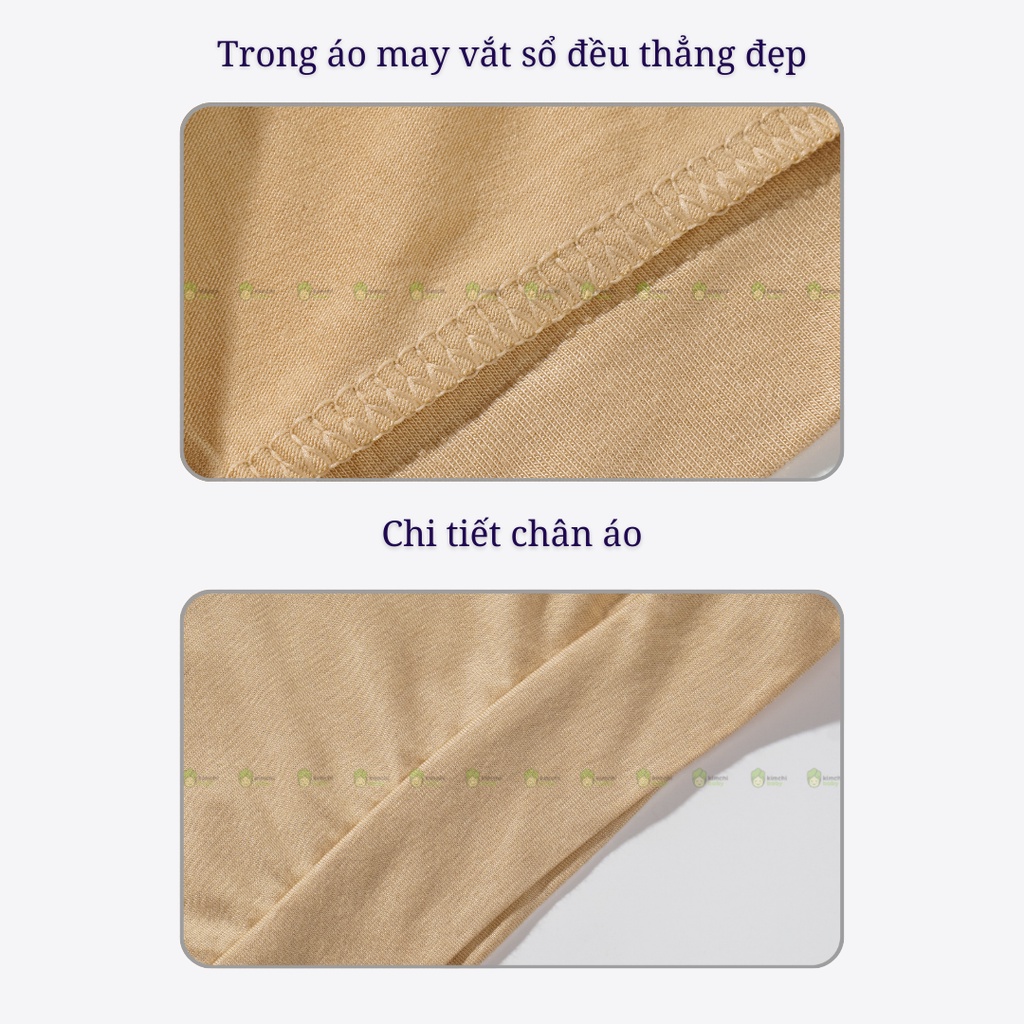 Bộ Dài Tay Thun Lạnh Cho Bé Trai, Bé Gái KIMCHIBABY Hoạ Tiết Phối Tay Tai Thú, Đồ Bộ Mặc Nhà Cho Bé Thu Đông KWTD2210