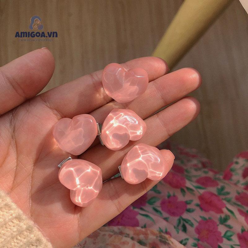 ✨✨Kẹp Tóc Hình Nơ Họa Tiết Trái Tim/Quả Đào Xinh Xắn Cho Bé Gái