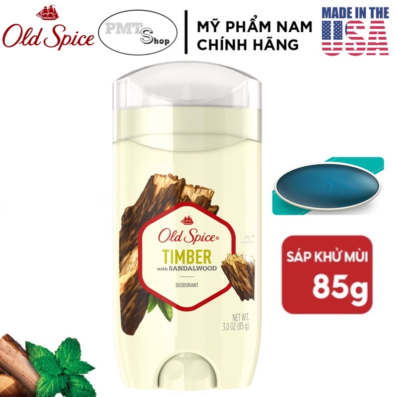 Lăn sáp khử mùi nam Old Spice Timber with Sandalwood 85g (sáp xanh)