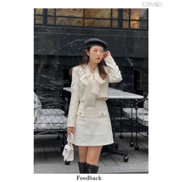 Set dạ và áo sơmi - Clara set trắng