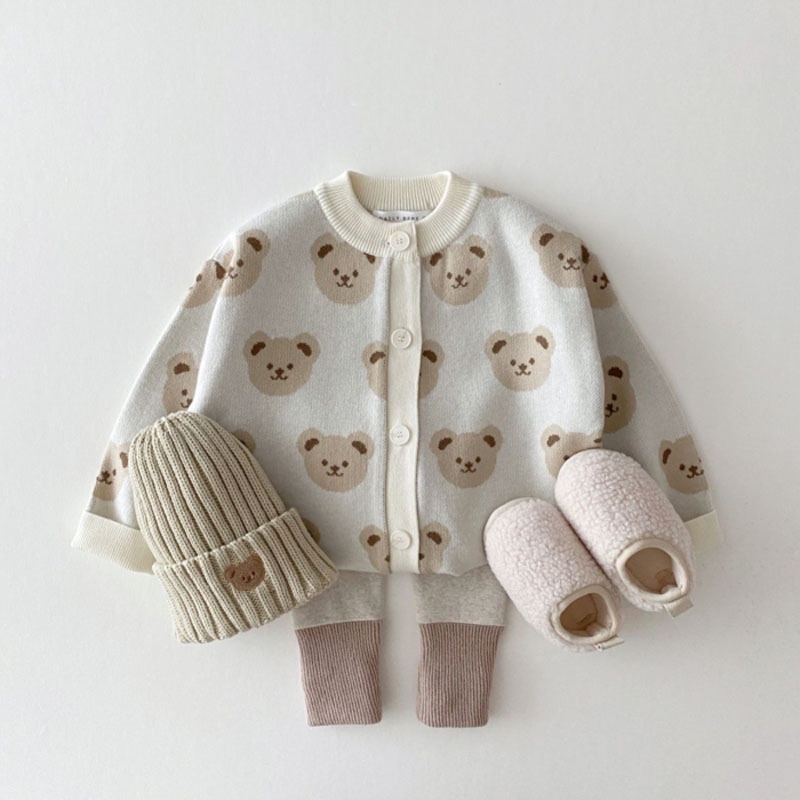 Áo Khoác Cardigan Họa Tiết Chú Gấu Dễ Thương Cho Bé Trai / Gái 2308