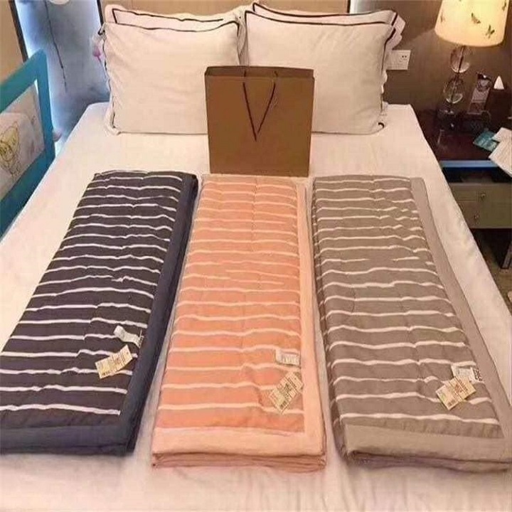 Chăn hè đũi Muji kẻ sọc poly cotton xuất Nhật - chăn cho mùa hè (SALE)