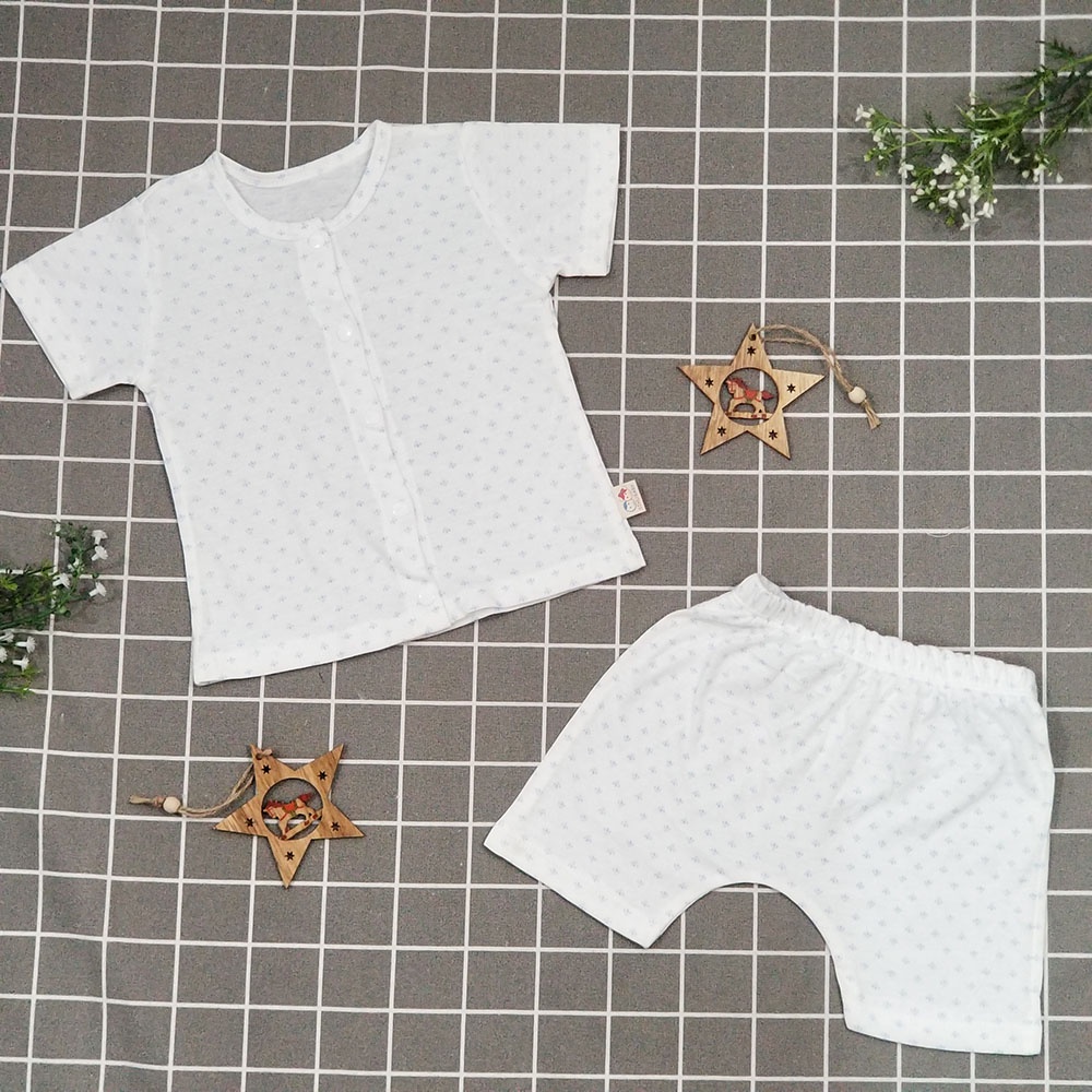 Set Đồ Bộ Cộc Tay Cotton Organic Cho Trẻ Em, Bé Sơ Sinh 3-10Kg