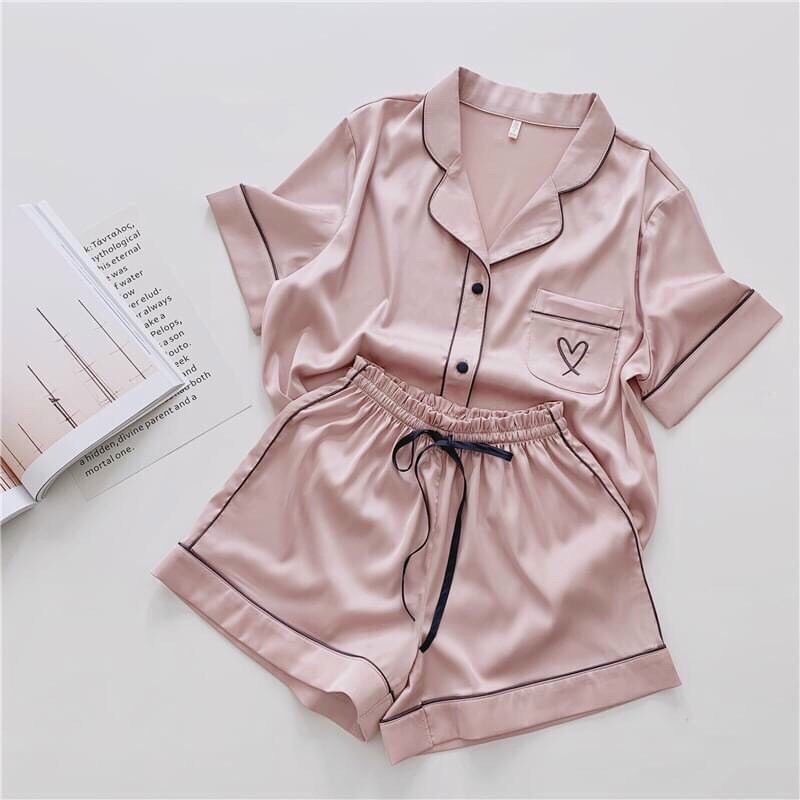 Bộ ngủ, mặc nhà pijama lụa satin cao cấp viền ren(Hàng có size).