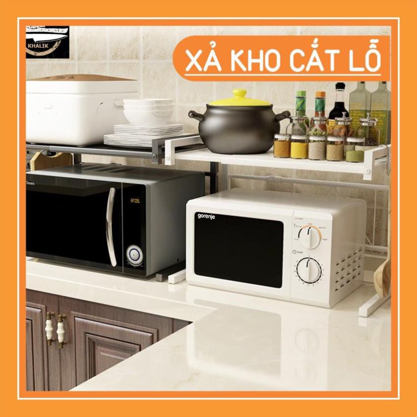 Giá đỡ, kệ lò vi sóng bằng inox đa năng + tặng kèm móc treo KHALIK (đủ 2 màu lựa chọn)