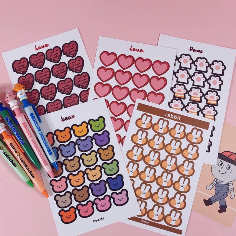 1 Tờ Miếng Dán 5 Kiểu Tự Dính Chống Mòn Trang Trí Sổ Tay Nhật Ký DIY Hình Móng Vuốt Gấu Mèo Dễ Thương