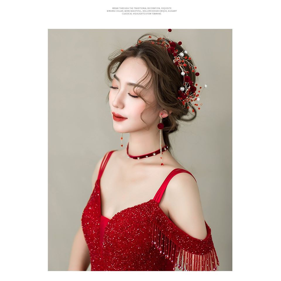 Bộ cài đỏ kèm bông tai Giá chỉ 120k
