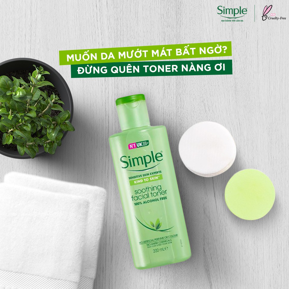 Nước hoa hồng Simple Kind to Skin Soothing Facial Toner 200ml | BigBuy360 - bigbuy360.vn