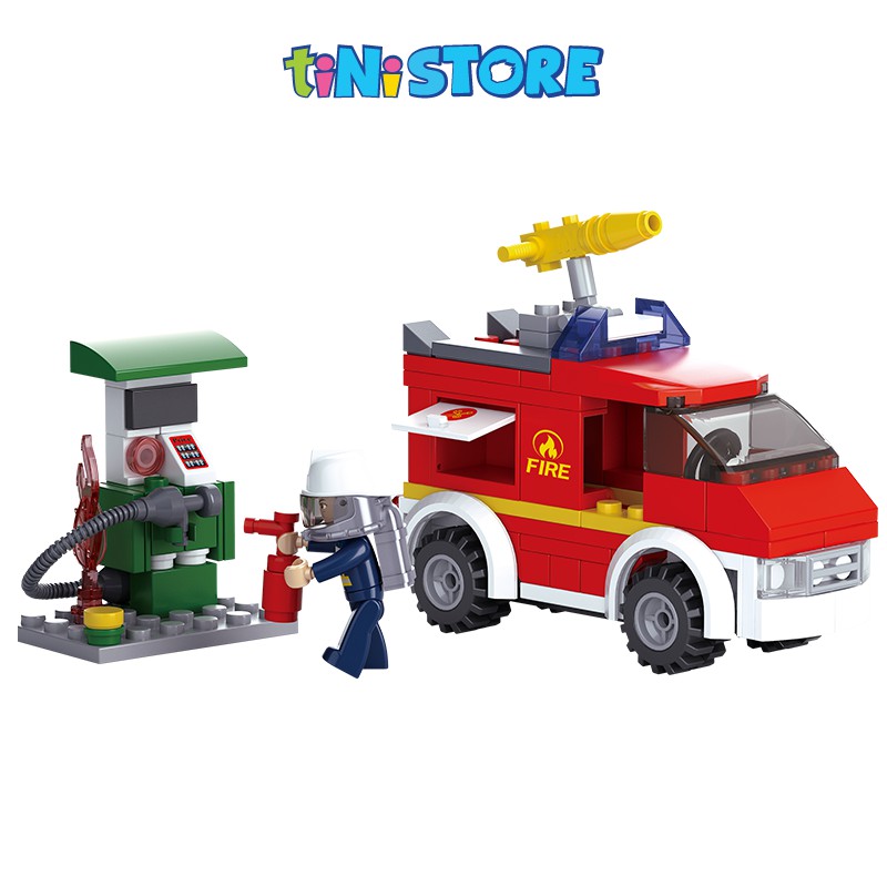 Đồ chơi lắp ráp sáng tạo lego tiNiToy xe cứu hỏa và trạm xăng 136 mảnh ghép YY652974