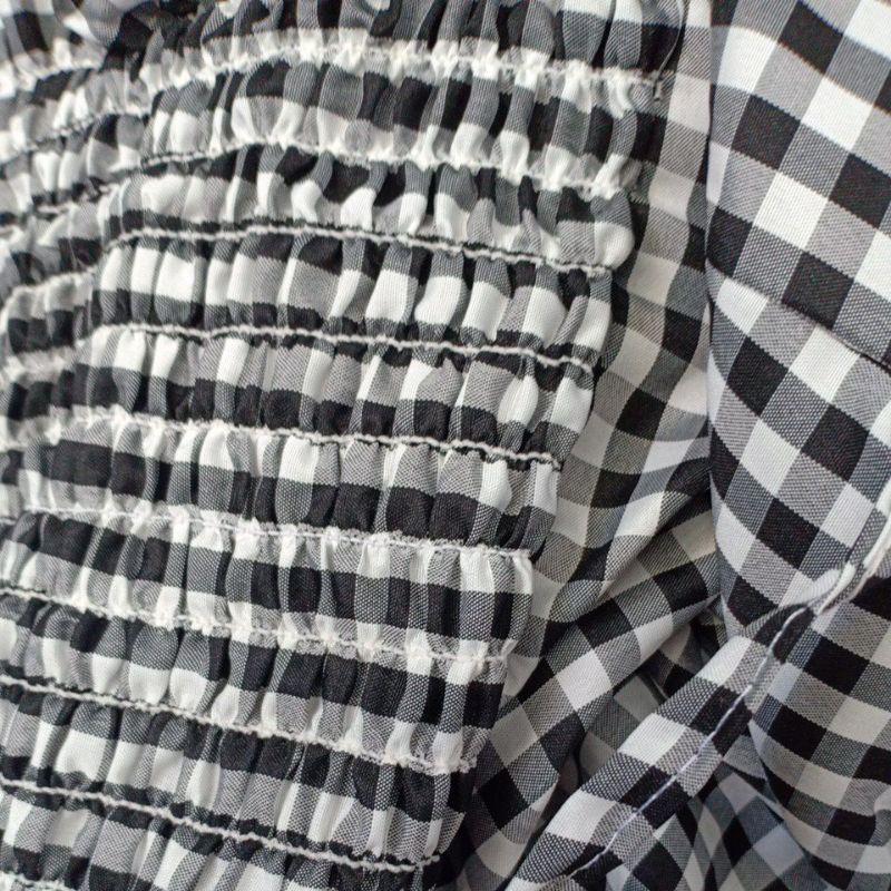 Áo Kiểu Croptop Cổ Vuông Khoét Lưng Kèm Mút Ngực D6-1 Sọc Caro LaCa, Áo Croptop Dài Tay Hoạ Tiết sọc cột nơ sau