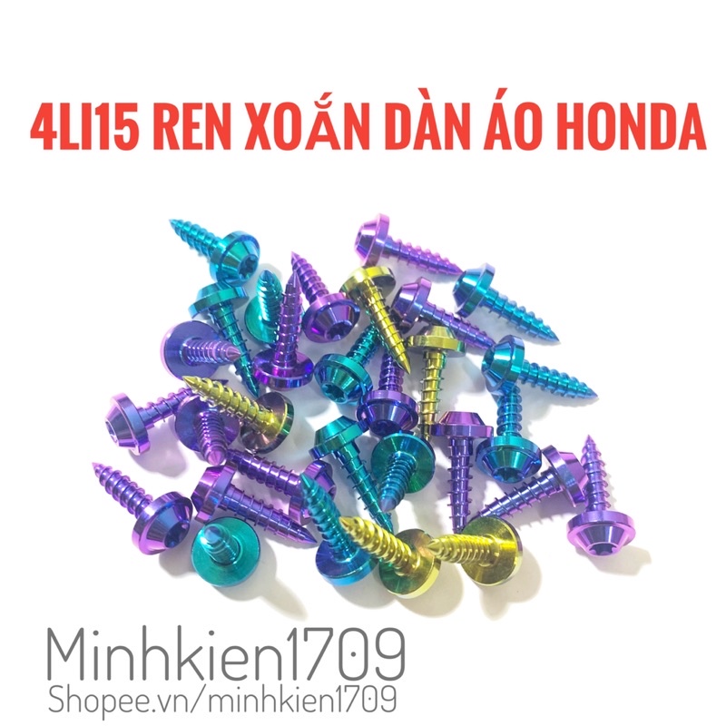 (GR5 XỊN) Ốc titan 4li ren xoắn dàn áo xe honda