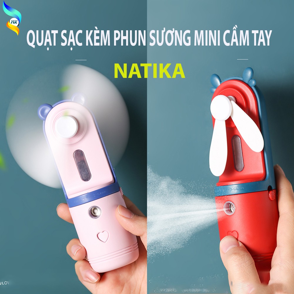 QUẠT PHUN SƯƠNG Cầm Tay Quạt Mini Tích Điện Phun Sương Hơi Nước Tạo Ẩm NATiTA_Sinsoshop_