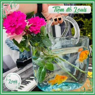 Giỏ Hoa Thuỷ Tinh Làn Thuỷ Tinh Cắm Hoa Dùng Làm Bể Cá Giỏ Cắm Hoa Tươi Hoa Giả Decor