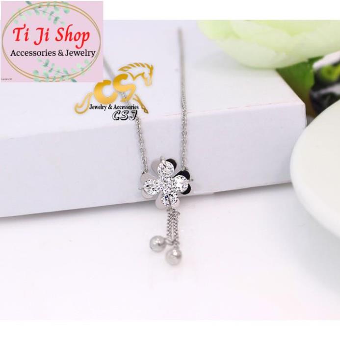 DÂY CHUYỀN NỮ CỎ BỐN LÁ ĐÍNH XOÀN RỚT BI CÁCH ĐIỆU - đẹp, không đen -