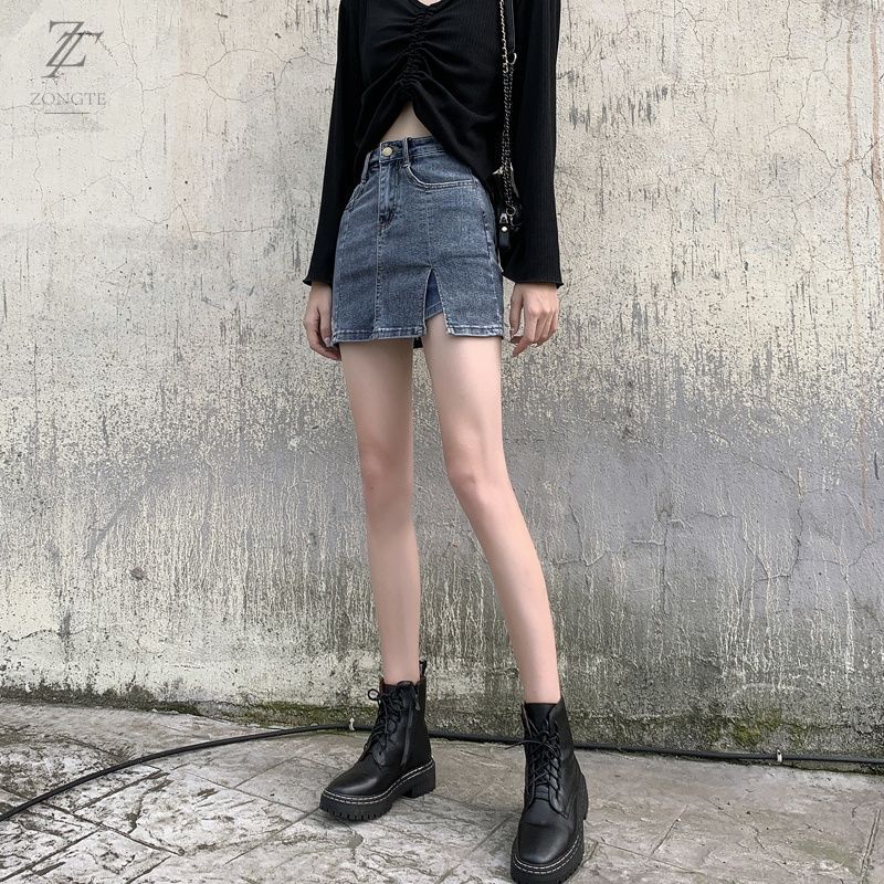 Chân váy jean lưng cao dáng chữ A thời trang xuân hè 2021 sành điệu cho nữ | BigBuy360 - bigbuy360.vn