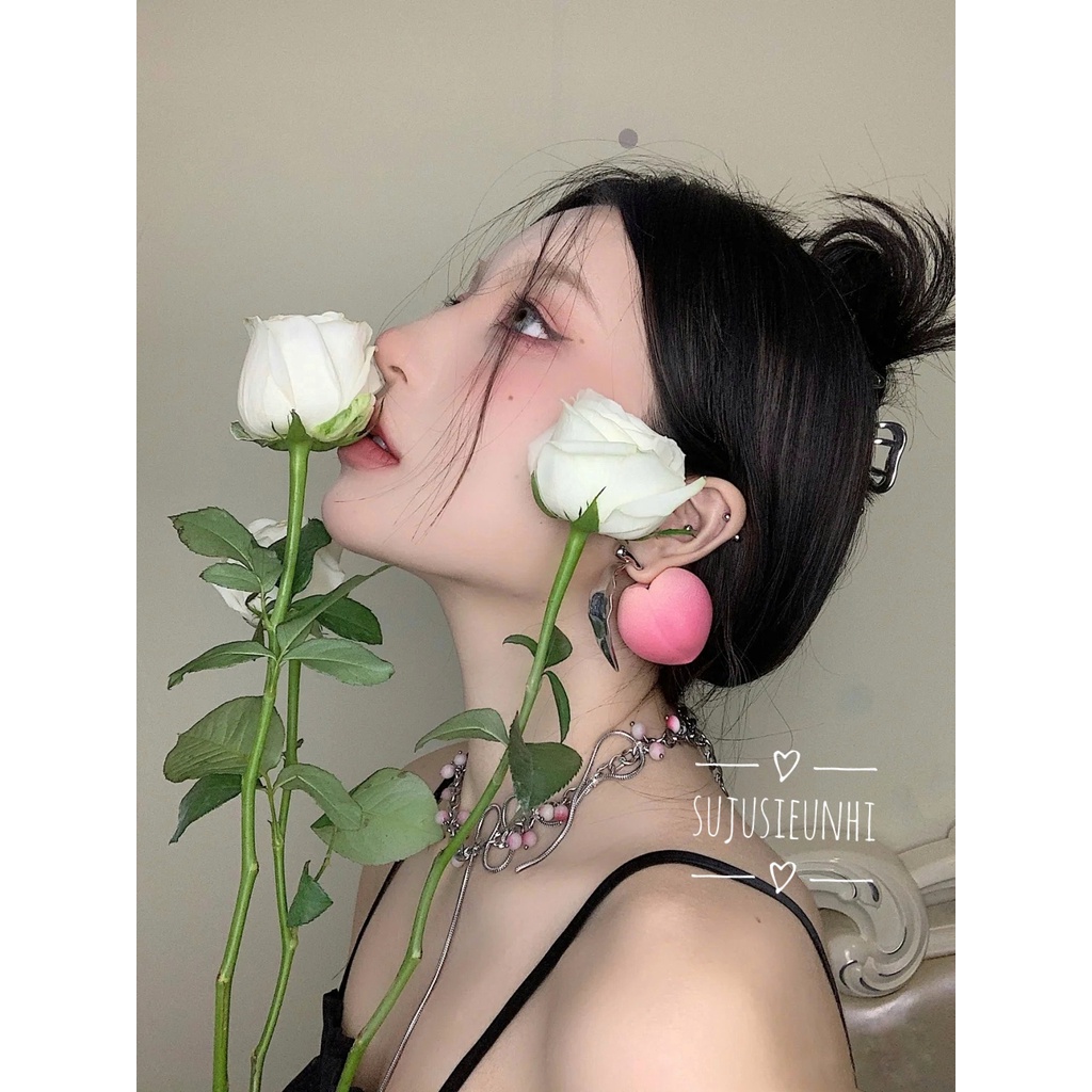 Vòng cổ chùm nho chuỗi ngọc phối xích dạng xoắn uốn lượn cá tính