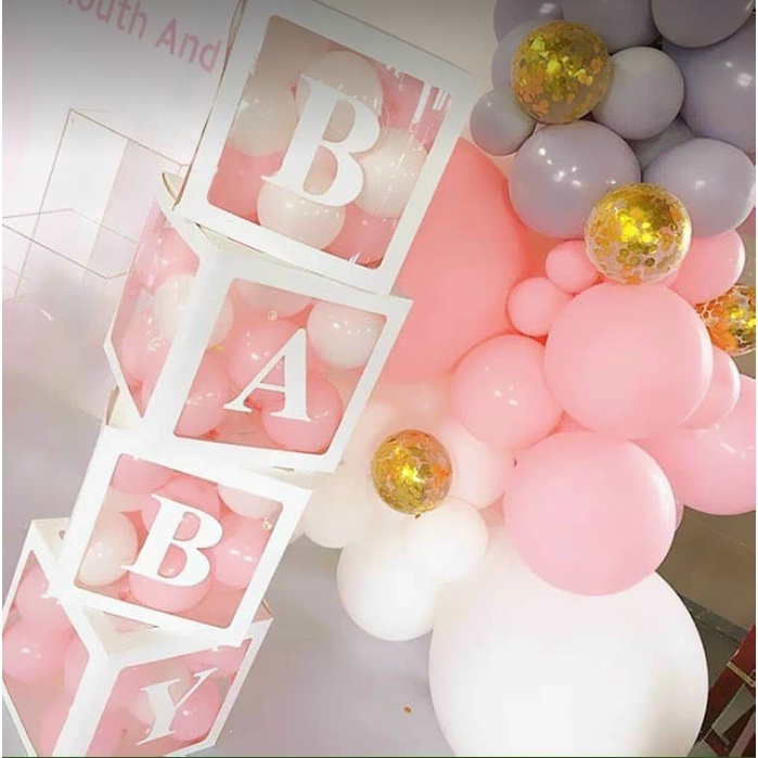 Sét 4 Hộp BABY Hộp Chữ Tên theo yêu cầu Phụ Kiện Trang Trí Sinh Nhật Cho Bé, Phòng Ngủ Lãng Mạn