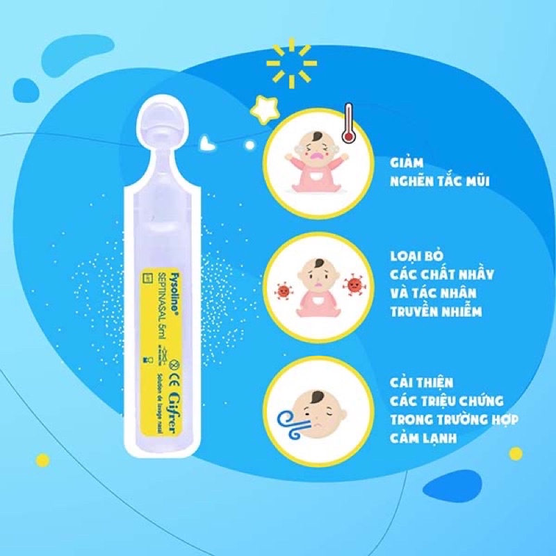 Fysoline - Nước muối sinh lý Kháng khuẩn Pháp - Hỗ trợ nghẹt mũi, viêm mũi, sổ mũi