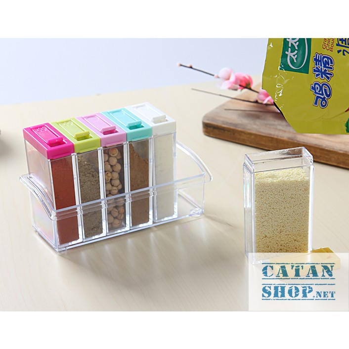 Khay, kệ đựng gia vị 6 ngăn có lỗ nhỏ trên nắp để rắc gia vị, Đồ dùng nhà bếp GD167-KGV-6N tiện dụng và an toàn | BigBuy360 - bigbuy360.vn
