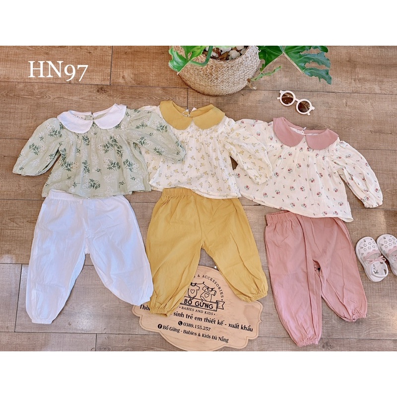 Bộ dài tay xô sợi tre hoa nhí