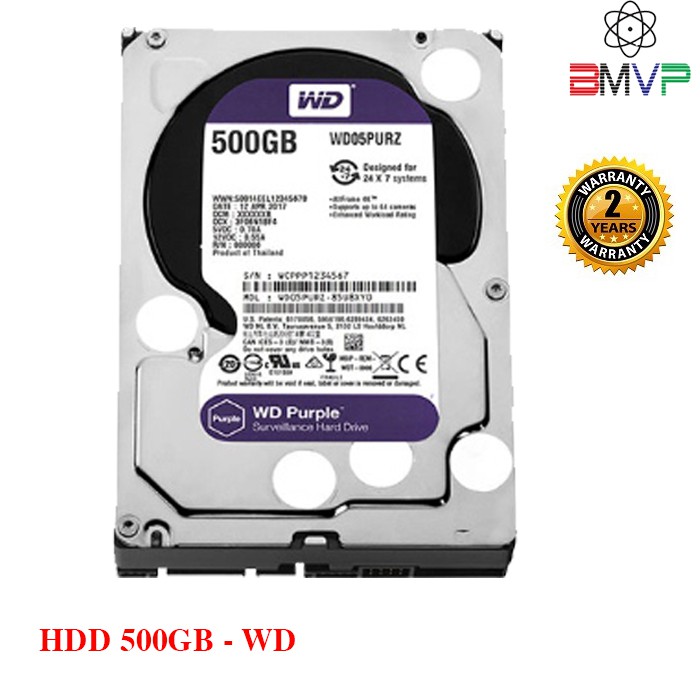 Ổ cứng chuyên dụng Camera 500GB WD PURPLE -  Bảo hành 24 tháng