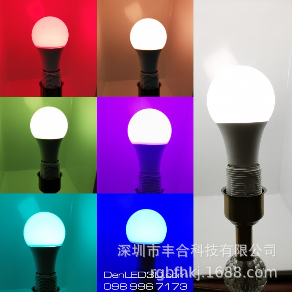 Bóng Đèn LED Búp Tròn 16 Triệu Màu RGB Kèm Remote Chuôi E27