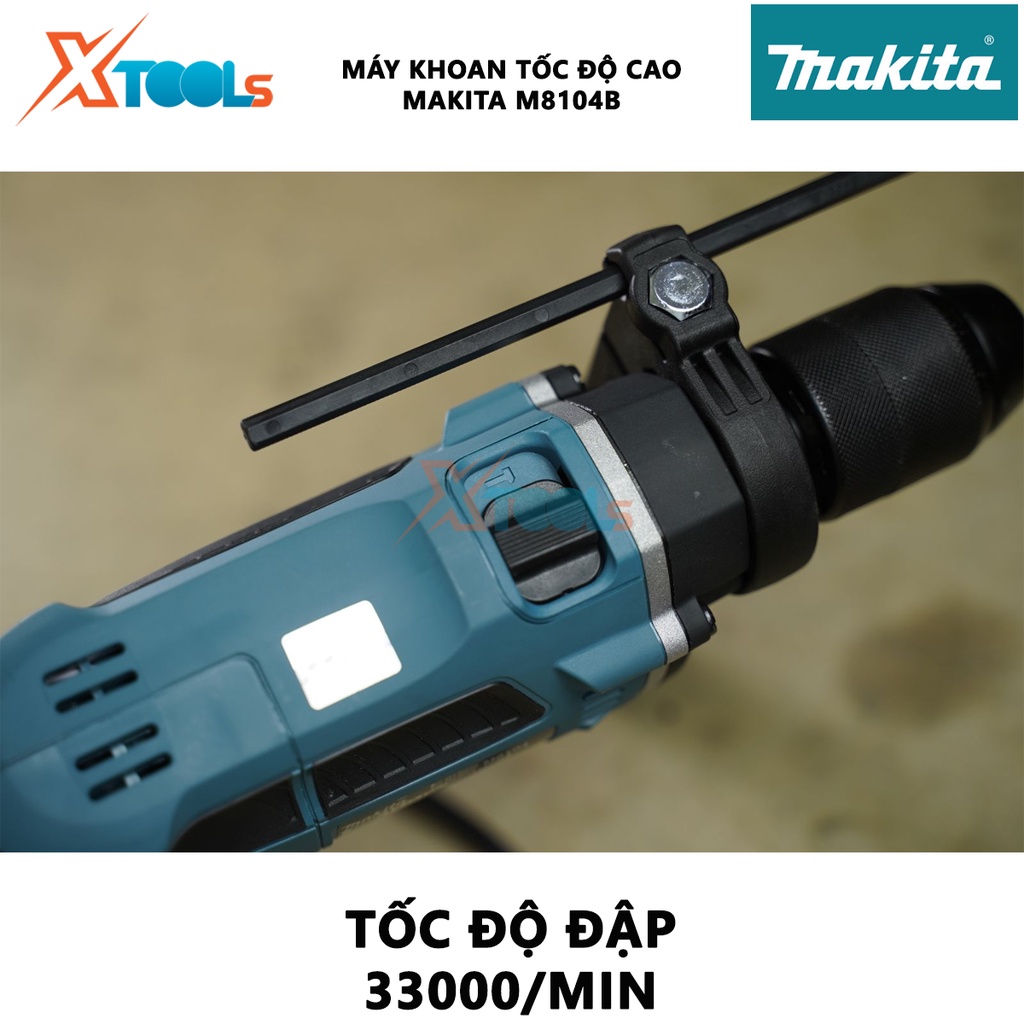 Máy khoan búa 13mm Makita M8104B | Máy khoan động lực Công suất: 430W Tốc độ đập: 0 – 33.000 bpm, phù hợp để làm việc tr
