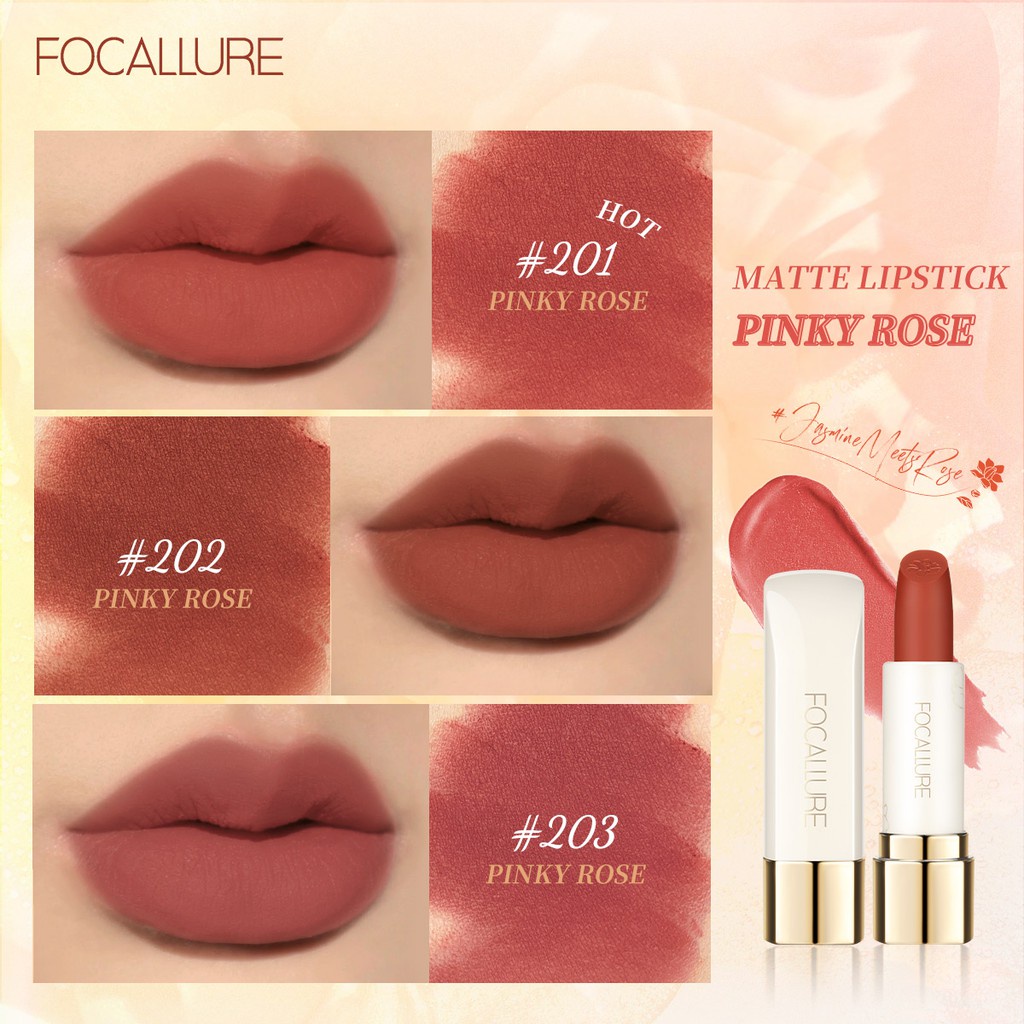 Son môi Focallure Jasmine Meets Rose sắc tố cao kháng nước lâu trôi mịn mượt đôi môi 30g