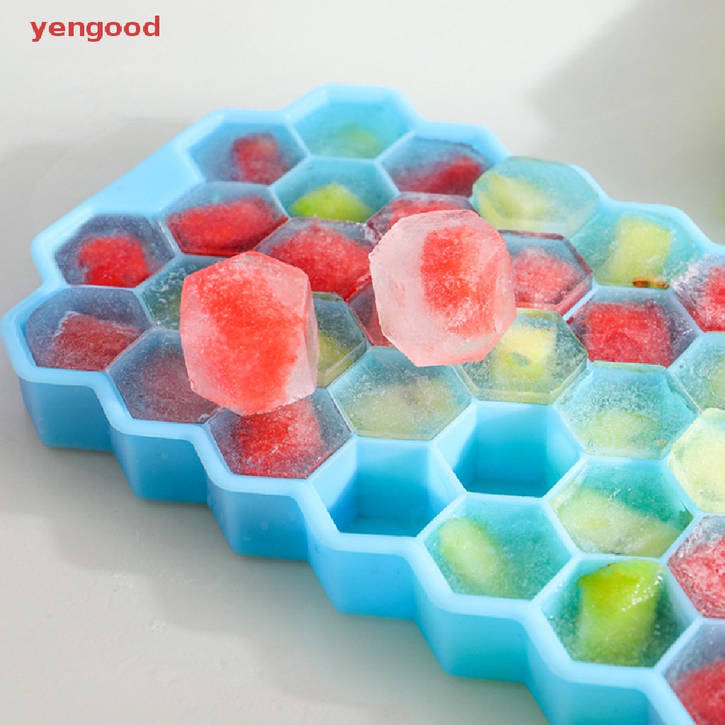 Khuôn Silicone Làm Đá Hình Tổ Ong Có Nắp Đậy Tiện Lợi