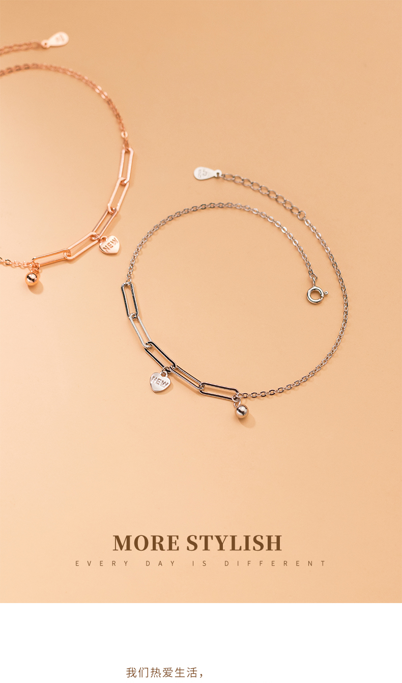 Lắc Chân Mạ Bạc 925 Hình Trái Tim Và Chữ Đơn Giản Phong Cách Hàn Quốc | BigBuy360 - bigbuy360.vn