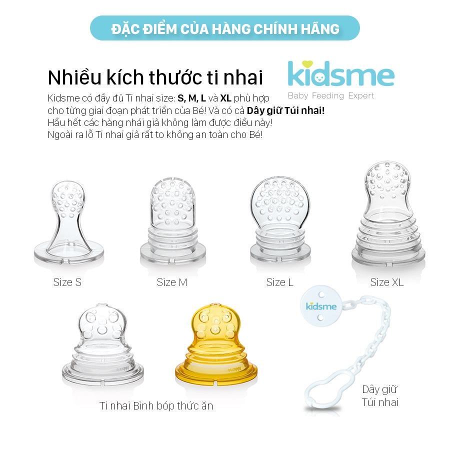 [Chính Hãng] Bộ 2 Ti Rời Silicone Size M Thay Thế Túi Nhai Chống Hóc Kidsme Cho Bé Từ 4 Tháng Tuổi - Ăn Dặm Chủ Động