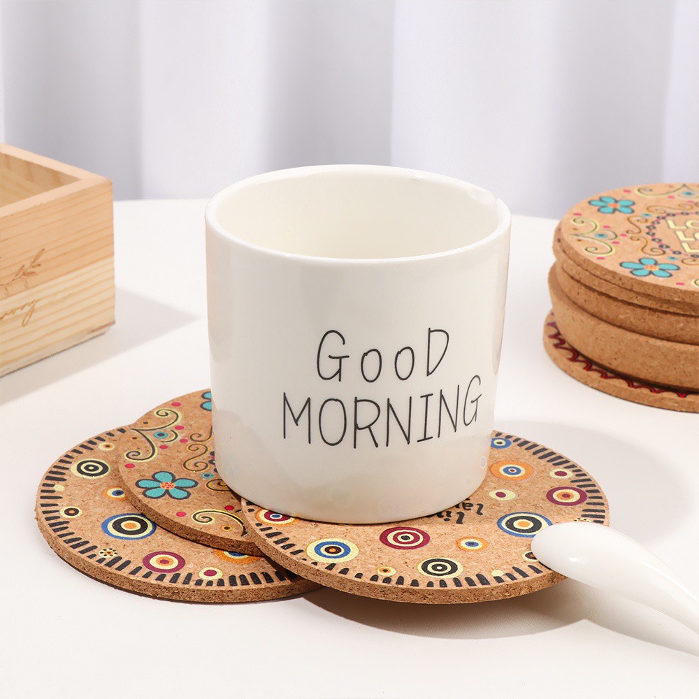 Đế lót cốc uống trà bằng gỗ chịu nhiệt chống trượt tiện dụng cho gia đình