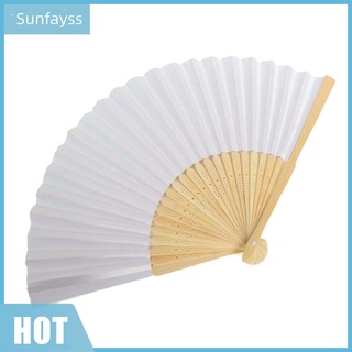 Quạt Giấy Xếp Bằng Tre Màu Trắng Dùng Luyện Viết Chữ Thư Pháp DIY