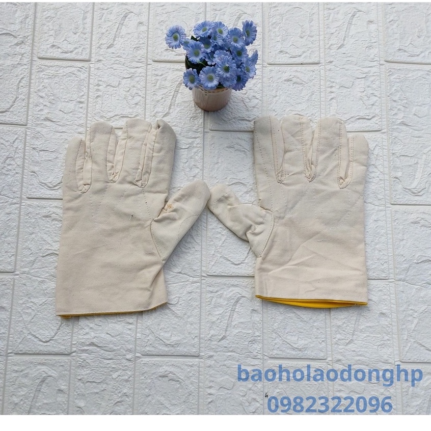 Găng Tay Bảo Hộ Lao Động Vải Bạt Trắng Dày Vải Cotton Có Độ Bền Cao