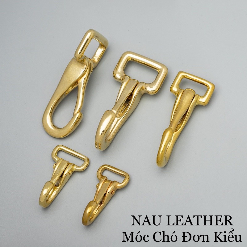Móc chó đồng thau/ Móc dây đeo túi xách da thủ công