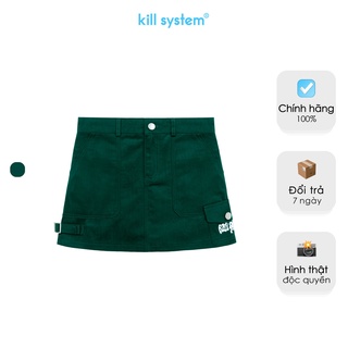  Chân váy kaki y2k màu rêu chữ Kill System thêu nổi dáng ngắn  có lót  Venom Mini Skirt KillSystem 