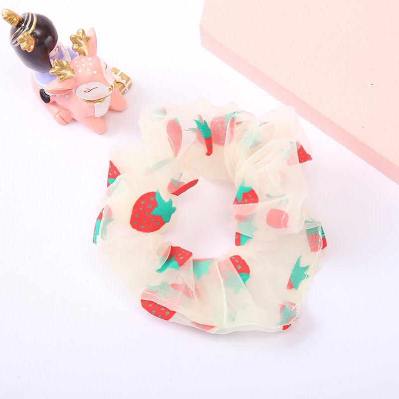 Dây cột tóc scrunchies quả dâu xinh, dây buộc tóc scrunchies đẹp [Siêu Sale] [Ảnh thật] [Chính hãng]