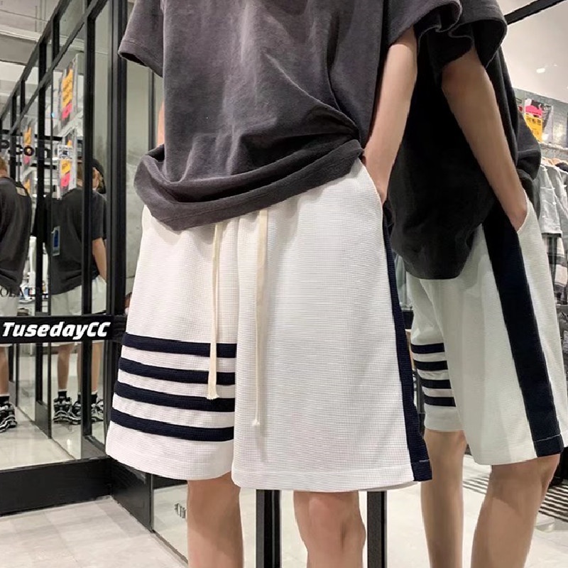 Quần Short Dáng Rộng Phối Nút Bên Hông Phong Cách Thời Trang Hàn Quốc Cho Nam Giới Có Size M-3XL